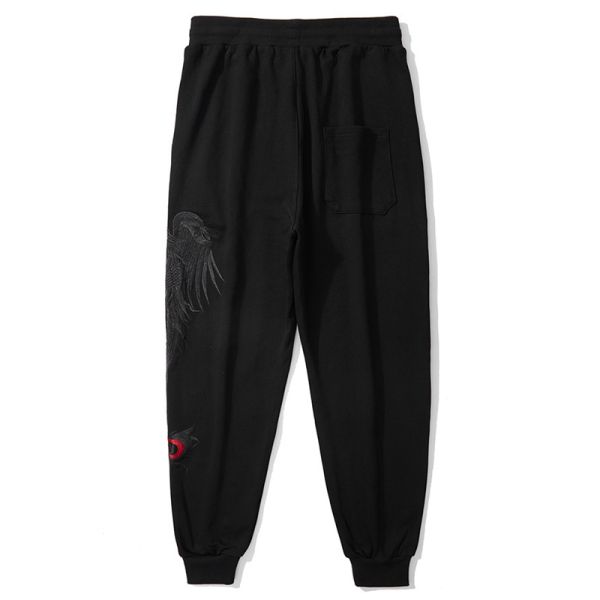 Customized Design 3D Embroidered Pattern Men's Sweatpants Vintage Style High Quality 100% Cotton Mid Waist Fleece Thickness