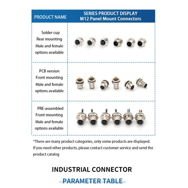 Sensor Connector 12 Pole M12 Receptacle Male 12 Positions Solder Socket Avaition Plug