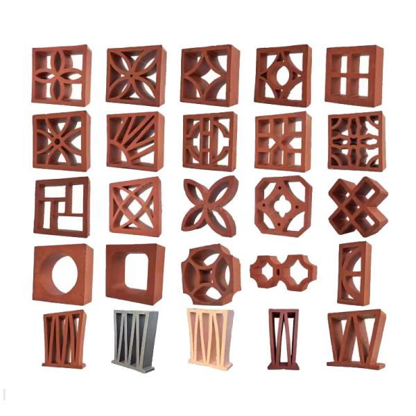 Red Clay Terracotta Hollow Breeze Blocks Bricks For Wall Cladding Panel