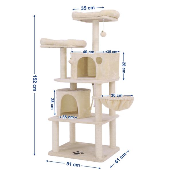 Custom Made Corner Songmics Cat Tree , Cat Climbing Post Multiple Level Double Dondos