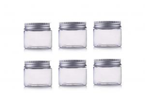 China Plastic PET Empty Cosmetic Containers Jars With Silver Aluminum Lid on sale
