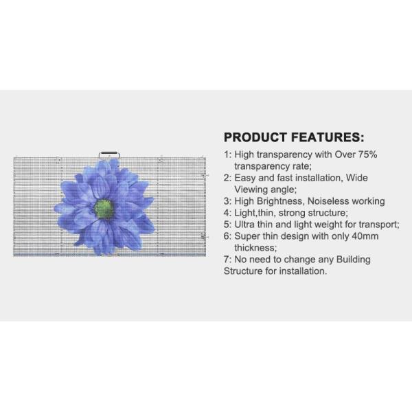 Adhesive Glass Transparent LED Display Screen For Advertising Outdoor