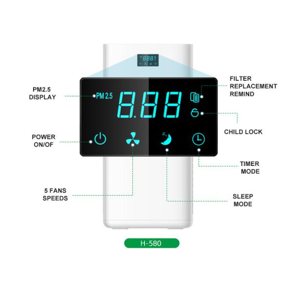 European Electric Floor Standing Air Purifier UV LED HEPA filter Household
