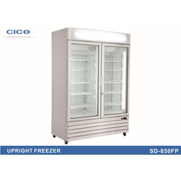 Double Door Upright Display Fridge Compressor Fan CE Certification