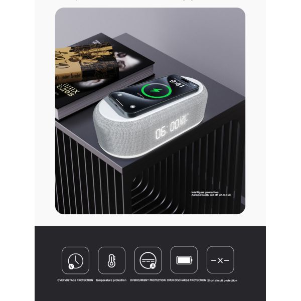 Multifunction Chargers Alarm Clock 15W 3 In 1 Fast Charging With LED Light Mobile Phone Wireless Charger For Android Phone