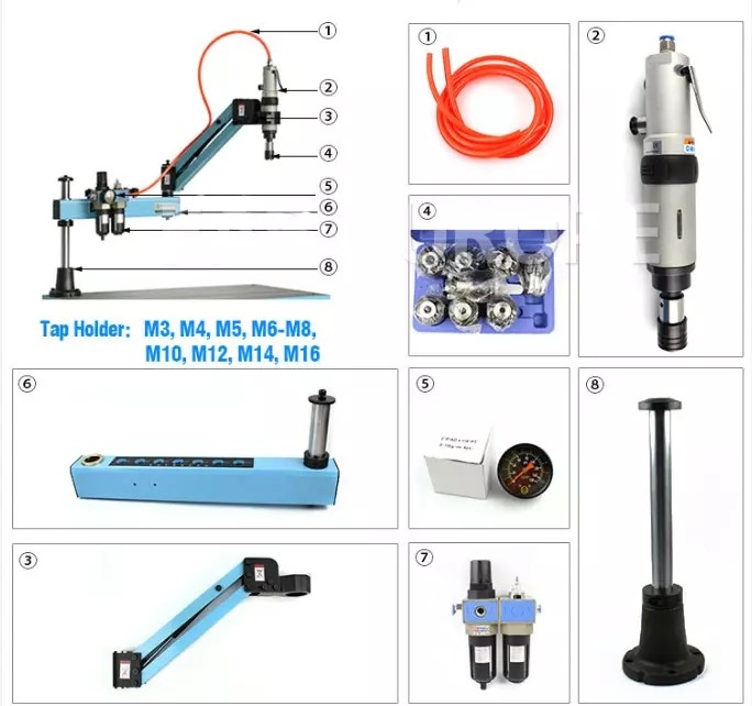 Buy cheap Acrylic M3-M12 Pneumatic Air Tapping Machine Quick Change High Precision product