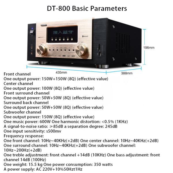 7.2 Channel Bluetooth Stereo Amplifier , Home AV Amplifier 600 Watt With Radio USB