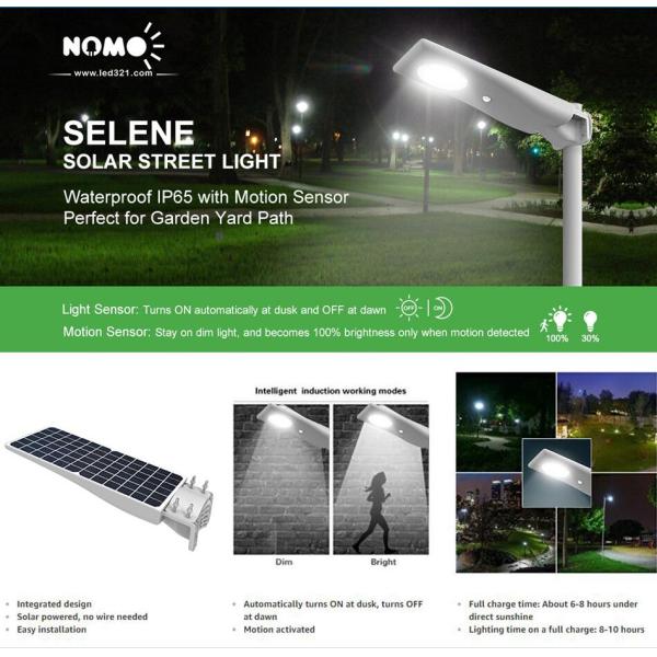 Wireless Motion Sensor Solar Panel Street Lights 1800 LM Long Life Span