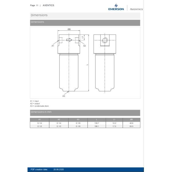 AVENTICS Microfilter Series MH1–FLC–R432034654 Filtration Solution Semi Automatic