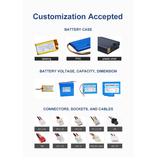 Customized Lithium Ion Polymer Battery Pack 502648P 3.7V 600mAh 2.22Wh For Electronic Products
