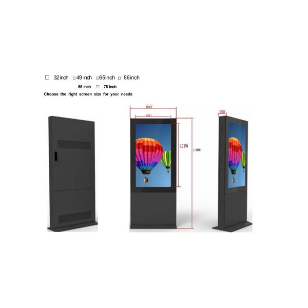 Outdoor Waterproof 55 Inch Floor Standing Kiosk Media Player Digital Signage Advertising Totem Text Animation Graphics SDK MJK
