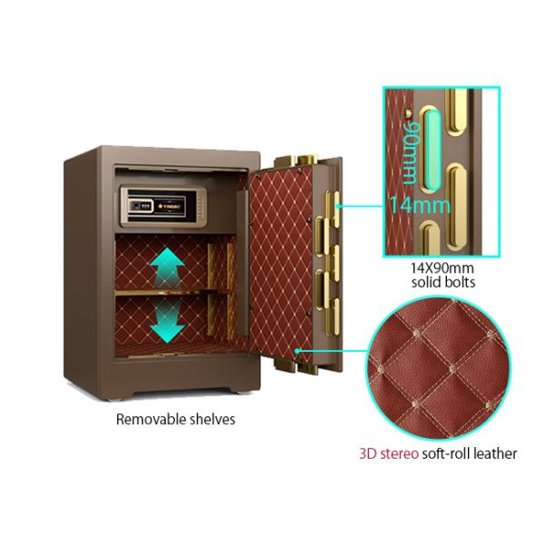 Dual Intelligent Alarm Commercial Safe Box Solid Steel With 3D Stereo Soft-Roll Leather
