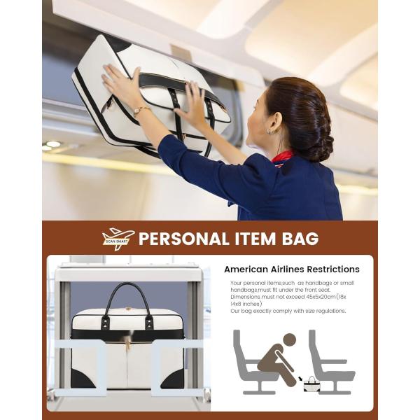 Large Beige Carry On Overnight Duffle Airplane Approved Travel Bag with Laptop Compartment