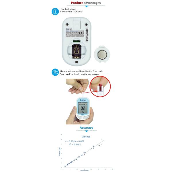 07 Lysun BGM-101 Diabetic Test Strips Blood Glucose Monitor