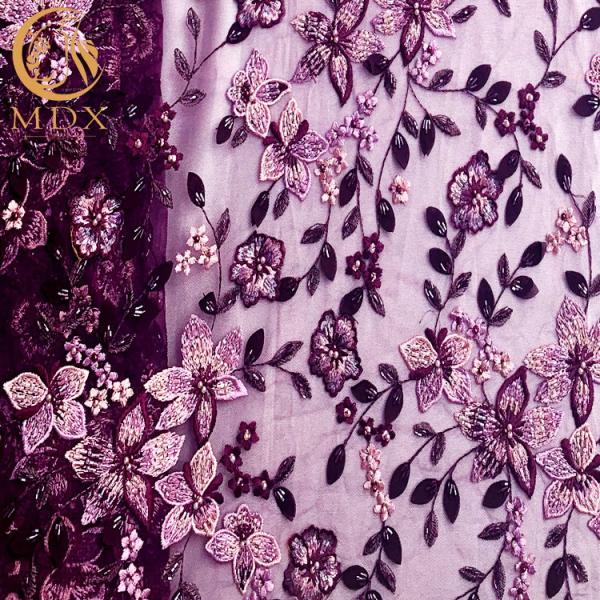 140cm Width 3D Flower Lace Fabric / Flower Embroidery Lace For Home Textile