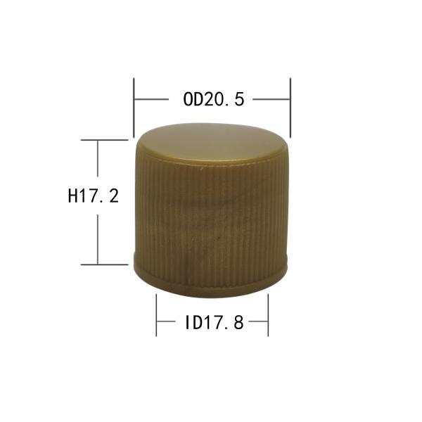 Golden 18mm Screw Cap , Ribbed Wall Plastic Caps And Closures