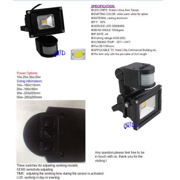 10W LED Warm white PIR Spot Light Security Garden LED Floodlight Waterproof