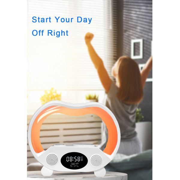 Rgb Charger Lamp G Shape Sound Ambient Smart Wireless Charging Night Light Clock Charger