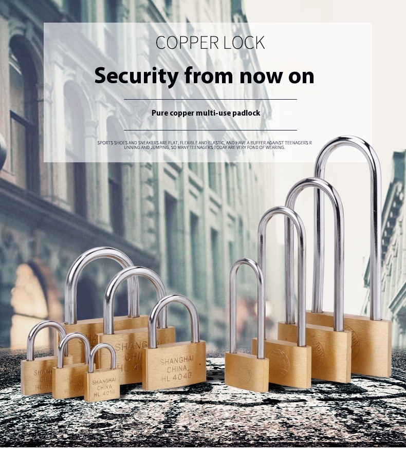 Modern Designed Earth Copper Lock Cross-Shaped Long Padlock for Dining Outdoor Student Desk School Dormitory Cabinet Living Room