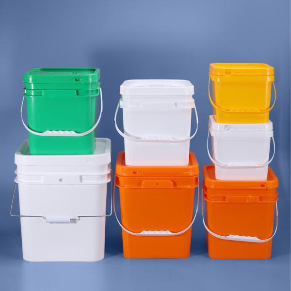 Silk Screen Printing 1L-50L Plastic Pail Pack PP Bucket with Lid and Iron Metal Handle