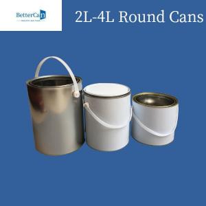 China 3 Liter / 5 Liter Paint Tin Cans Round Metal Tin Can For Chemical Coating Storage on sale
