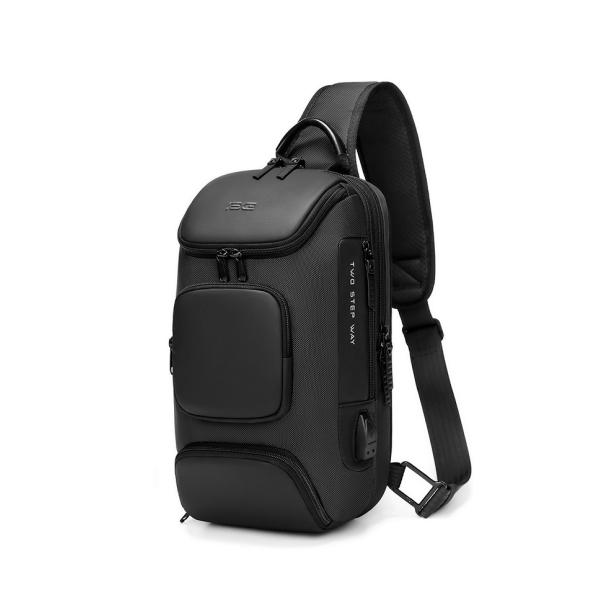 Multi Pockets Polyester Mens Sling Bag With Usb Charging Interface