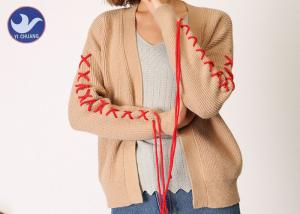 China Spring / Autumn Womens Long Sleeve Cardigan Sweater Ribs Knitting on sale