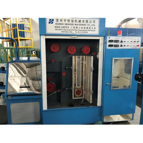Blue Customized Wire Drawing Machine 0.8mm-1.6mm Flat Belts Transmission