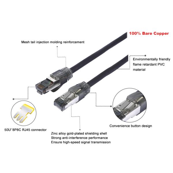 Rj45 Plug Network Lan Cable 1000ft Cat8 FTP UTP SFTP Patch Cord Ethernet Cable