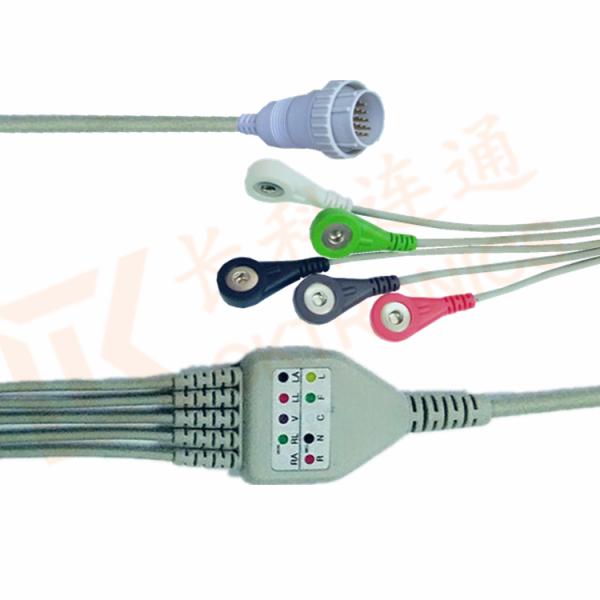 NEC 16 Pin Ecg Snap Connector Cable AHA Cable 5 Leads Compatible For 3M12