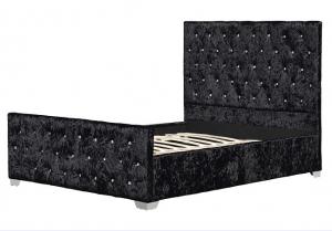 China BSCI Upholstered Bed Frame With Diamond Headboard European Style Customized on sale