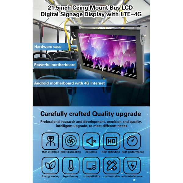 21.5/24/32 Inch Stretched Bar Ceiling Mount Bus Wifi Digital Signage Android Wireless Networking Digital Lcd Monitor With 4G Option