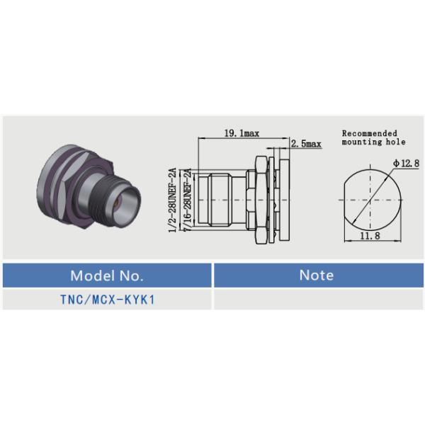 Bulkhead Mount TNC To MCX Female / Jack To Female / Jack RF Coaxial Adapters Up To 6GHz