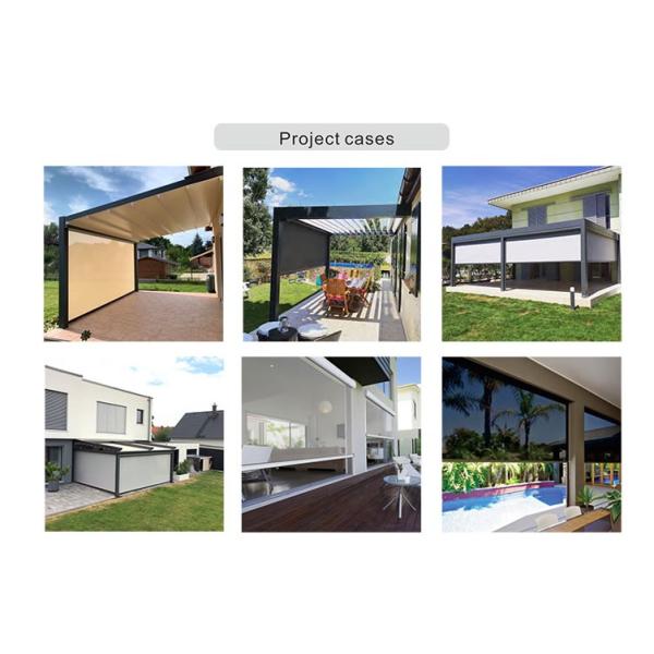 Motorized Outdoor Zip Track Blinds For Retractable Pergolas And Louver Blade Pergolas