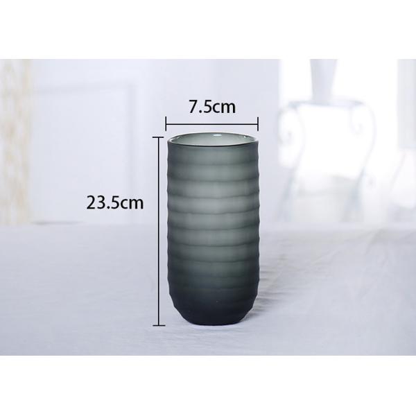 Gradient Gray Decorative Glass Vases Polished Surface Handling