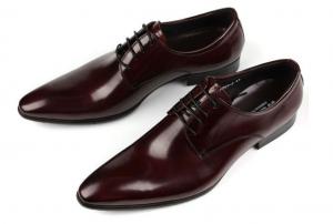Buy cheap Oxford Style Mens Leather Dress Shoes Dark Red / Black Lace Up Dress Shoes product