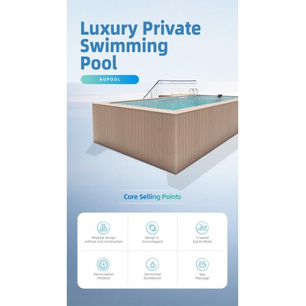 Endless Pool Shipping Container Swimming Pool with Rectangular Fiberglass Pool and Spa