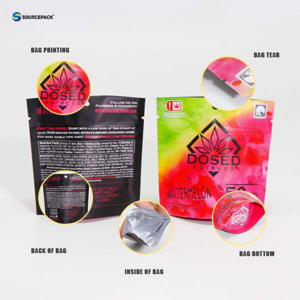 Customized Pantone Color Weed packaging bag With Uv Spot Logo And Glossy Surface