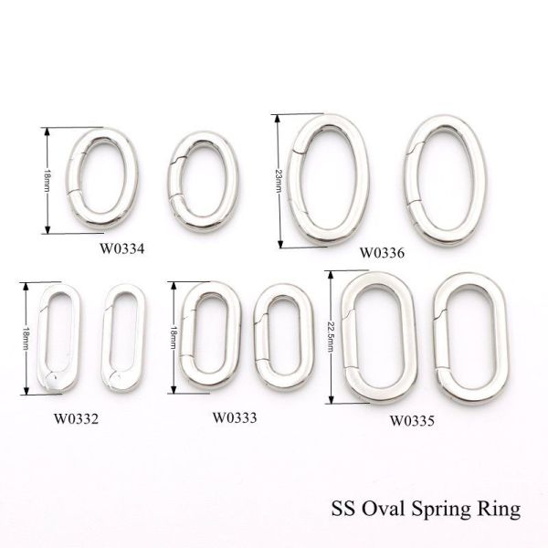 Luxury Stainless Steel Oval Shape Key Chain Ring Metal O Ring Spring Ring Snap Spring Clip