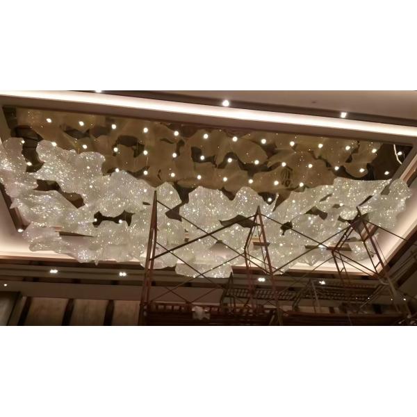 Hand Woven Crystal Cloud Chandelier Custom Crystal Ribbon Lamp Art Deco High Ceiling Chandeliers