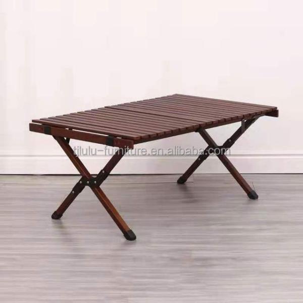 Outdoor Solid Wood Egg Roll Picnic Dining Table for Easy Assembly and Cleaning