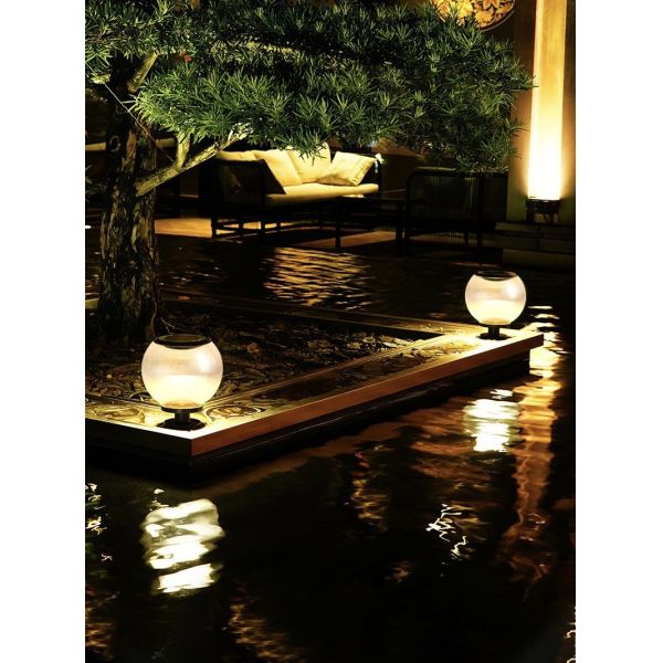 Intelligent Light Control + Remote Control Solar LED Post Light Three Color Modes Waterproof & Rustproof