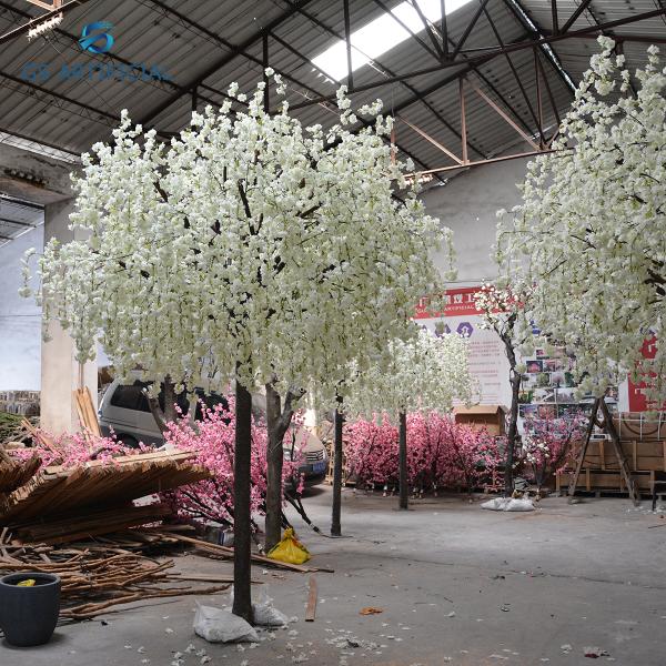 White Home Decor Artificial Cherry Blossom Tree / Tall Fake Plants