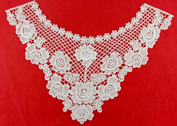 Quality Floral Guipure Lace Appliques For Clothing / Emrbroidered Water Soluble Lace Applique Patches for sale