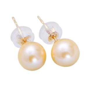China AAA Round 6.5mm Natural Freshwater Pearl 18K Yellow Gold Earrings(E20180102) on sale