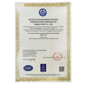 Sindara Steel Co.,Ltd Certifications