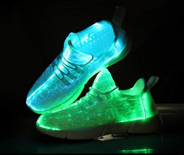 Quality 11 Rainbow Fiber Optic LED Shoes Light Up Led Sneakers Breathable Fiber Fabric for sale