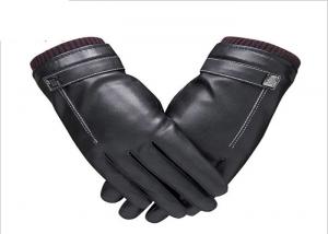 Buy cheap Thick Mens Leather Gloves Touch Screen Jacquard Technology CE Approved product