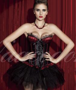 China Sexy dress up black and red corset with hot lace on sale