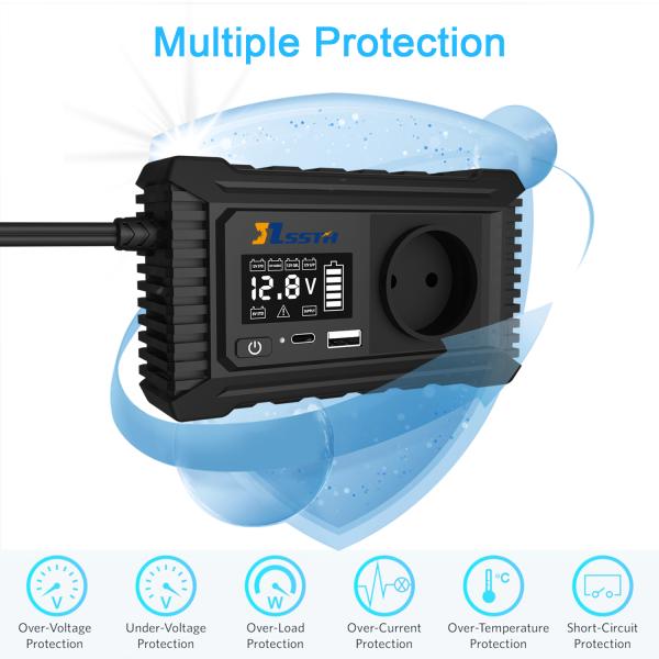 SZSSTH Inversor EU USA Universal Socket GaN PD Fast Charger Car Power Inverter 12V 220V 2 AC Outlets USB 150W Car Inverter